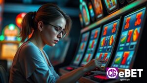 a woman having a problem while playing online slot