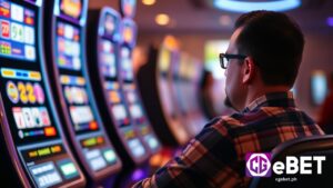 a man playing video poker