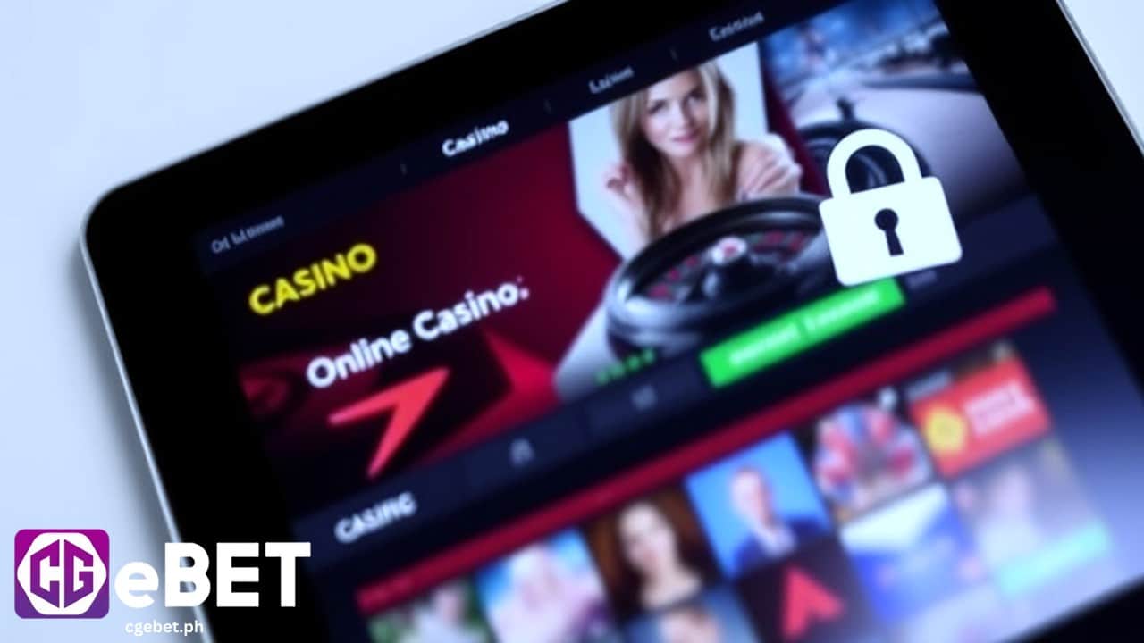 a tablet displaying secured online gambling website