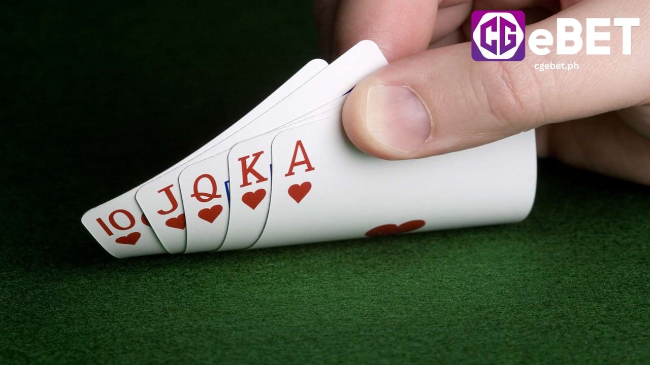 a poker hand that shows royal flush